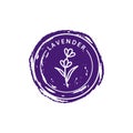 Lavender Logo in trendy linear style. Vector herbal organic lavender badges of packaging design template and emblem