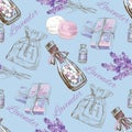 Lavender natural cosmetic seamless pattern.