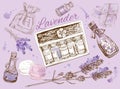 Lavender natural cosmetic set. Royalty Free Stock Photo