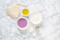 Lavender Organic Scrub, Cream, Oil, Body Skin Care Royalty Free Stock Photo