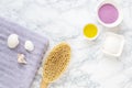Lavender Organic Scrub, Cream, Oil, Body Skin Care Royalty Free Stock Photo