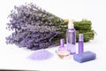 Lavender products and bouquet Royalty Free Stock Photo