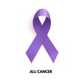 Lavender Ribbon. Cancer sign. Vector Illustration. EPS10 Royalty Free Stock Photo