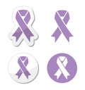 Lavender ribbon - general cancer awareness Royalty Free Stock Photo