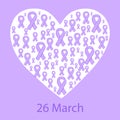 Lavender ribbon heart epilepsy cancer solidarity day