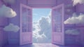 Lavender Room Surreal 3D Cloudscape Illustration Royalty Free Stock Photo