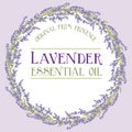 Lavender wreath label essential oil