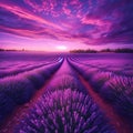 Lavender Rows at Golden Hour Royalty Free Stock Photo