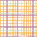 Lavender, Sage and Peach Watercolor Hand-Drawn Cottagecore Messy Plaid Vector Seamless Pattern