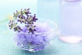 Lavender salt with aromatherapy oil Royalty Free Stock Photo