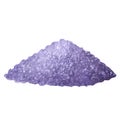 lavender sea salt pile. Aromatherapy, spa, bath. Purple, lilac, violet. Hand draw watercolor illustration isolated on