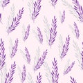 Lavender seamless pattern on pastel pink background. Wallpaper texture design. Royalty Free Stock Photo