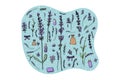 Lavender set composition in doodle style. Royalty Free Stock Photo