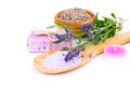 Lavender soap, bath salt and candle Royalty Free Stock Photo