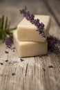 Lavender Soap and lavender sprigs Royalty Free Stock Photo