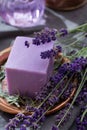 Lavender soap and perfume oil, made from fresh lavender flowers, aroma spa treathment and bodycare for women Royalty Free Stock Photo