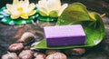 Lavender soap in water background