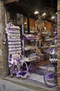 Lavender Souvenirs Shop view from the Medieval San Gimignano hilltop town. Tuscany region. Italy Royalty Free Stock Photo