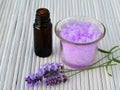 Lavender sugar scrub with essential oil, calming skin care