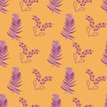 Lavender Sunset-Flowers in Bloom seamless repeat pattern background in blue and purple Royalty Free Stock Photo