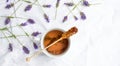 Lavender tea with fresh flowers and sugar stick Royalty Free Stock Photo