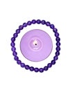 Lavender tea light candle surrounded by royal purple amethyst bead bracelet