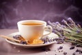 Lavender tea sweetener hot cup. Generate Ai Royalty Free Stock Photo