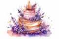 Lavender wedding cake, Watercolor, Whimsical and cheerful