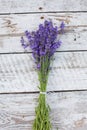 Lavender on a wooden background. Medicinal plant in bloom. Royalty Free Stock Photo