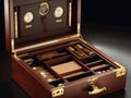 A lavish cigar set complete with a humidor and cigar cutter created with Generative AI