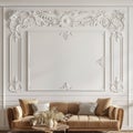 Lavish classic living room interior with exquisite white ceiling molding