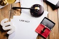 Law act on old wooden desk in library Royalty Free Stock Photo