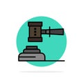 Law, Action, Auction, Court, Gavel, Hammer, Judge, Legal Abstract Circle Background Flat color Icon