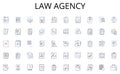 law agency line icons collection. News, Headlines, Reporters, Beat, Deadline, Scoop, Pulitzer vector and linear