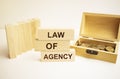 law of agency symbol. Concept words TSA, tax sheltered annuary on wooden blocks