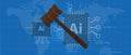 Law AI artificial intelligence symbol hammer legal legislation in technology Royalty Free Stock Photo