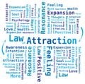 Law of Attraction Word Cloud in Blue Colors Royalty Free Stock Photo