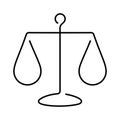 Law balance scale one line vector icon