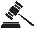 Law black icon. Court house symbol. Gavel sign