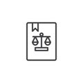 Law book with bookmark line icon