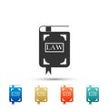Law book icon isolated on white background. Legal judge book. Judgment concept. Set elements in colored icons Royalty Free Stock Photo