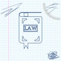 Law book line sketch icon isolated on white background. Legal judge book. Judgment concept. Vector Illustration. Royalty Free Stock Photo