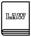 Law book linear icon. Legal document symbol