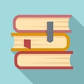 Law book stack icon, flat style