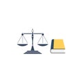 Law code books, justice scales and books icon isolated on white background Royalty Free Stock Photo