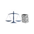 Law code books, justice scales and books icon isolated on white background Royalty Free Stock Photo