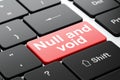 Law concept: Null And Void on computer keyboard background