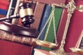 Law concept, gavel, scale and books