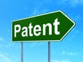 Law concept: Patent on road sign background