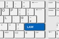 A law concept PC computer keyboard 3d illustration Royalty Free Stock Photo